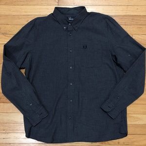 *SOLD*FRED PERRY Grey Black Micro Gingham Shirt XL